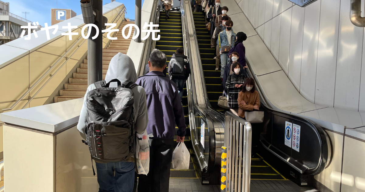 千葉駅のエスカレータの人々